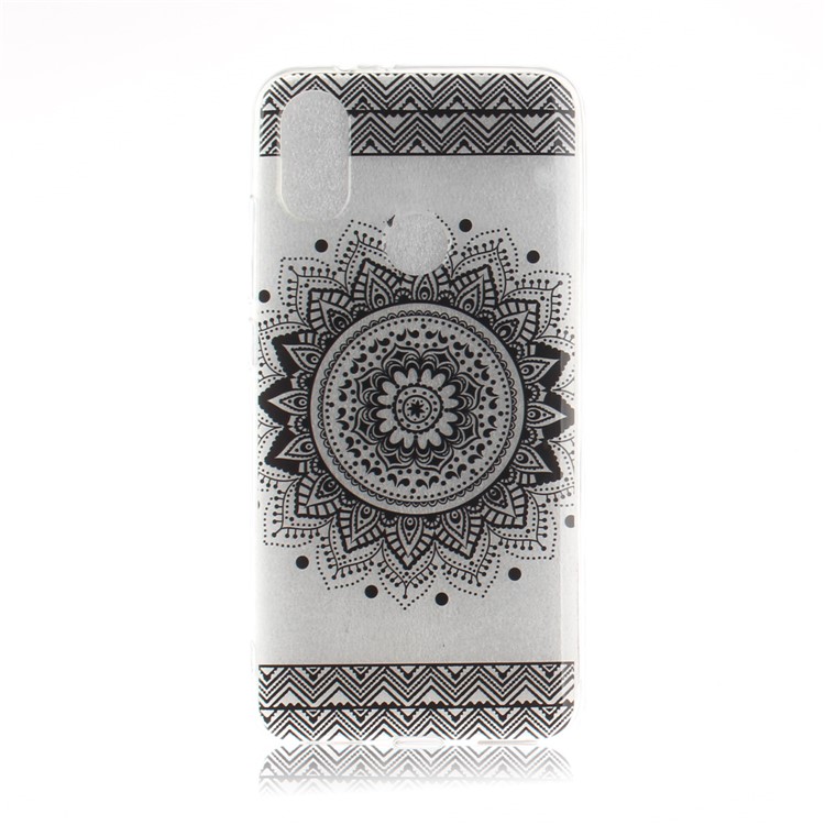 Pattern Printing IMD TPU Back Case for Xiaomi Mi A2 / Mi 6X - Black Mandala Flower-2