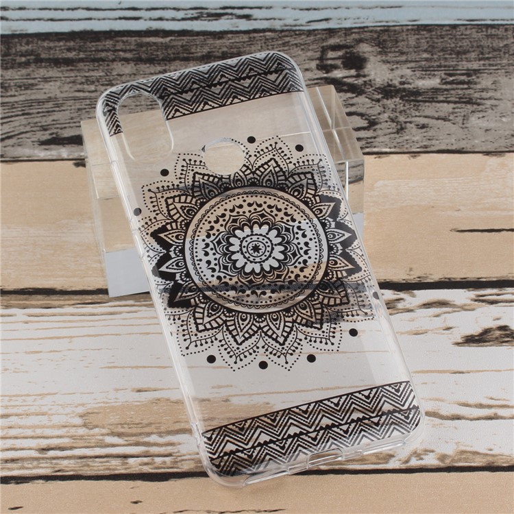 Pattern Printing IMD TPU Back Case for Xiaomi Mi A2 / Mi 6X - Black Mandala Flower-7