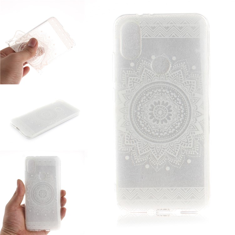 Pattern Printing IMD TPU Shell Case for Xiaomi Mi A2 / Mi 6X - White Mandala Flower-1
