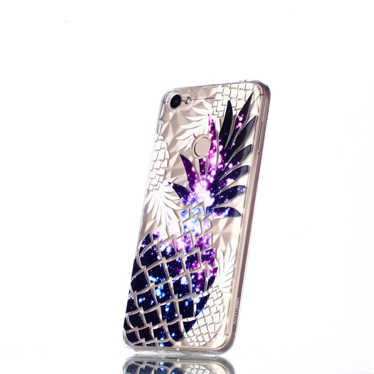 Pattern Printing Embossed 3D Diamond Surface TPU Back Case for Xiaomi Redmi Note 5A Prime / Redmi Y1 - Purple Pineapple-3