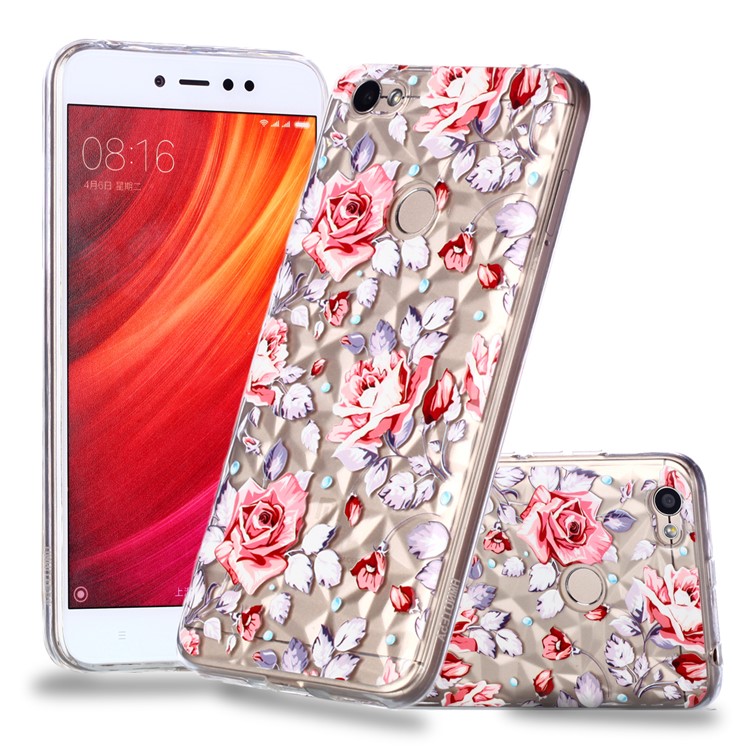 Pattern Printing Embossed 3D Diamond Surface TPU Cover Case for Xiaomi Redmi Note 5A Prime / Redmi Y1 - Vivid Flowers-1