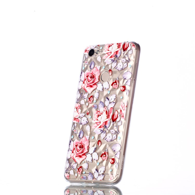 Pattern Printing Embossed 3D Diamond Surface TPU Cover Case for Xiaomi Redmi Note 5A Prime / Redmi Y1 - Vivid Flowers-3