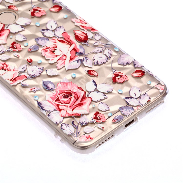 Pattern Printing Embossed 3D Diamond Surface TPU Cover Case for Xiaomi Redmi Note 5A Prime / Redmi Y1 - Vivid Flowers-4