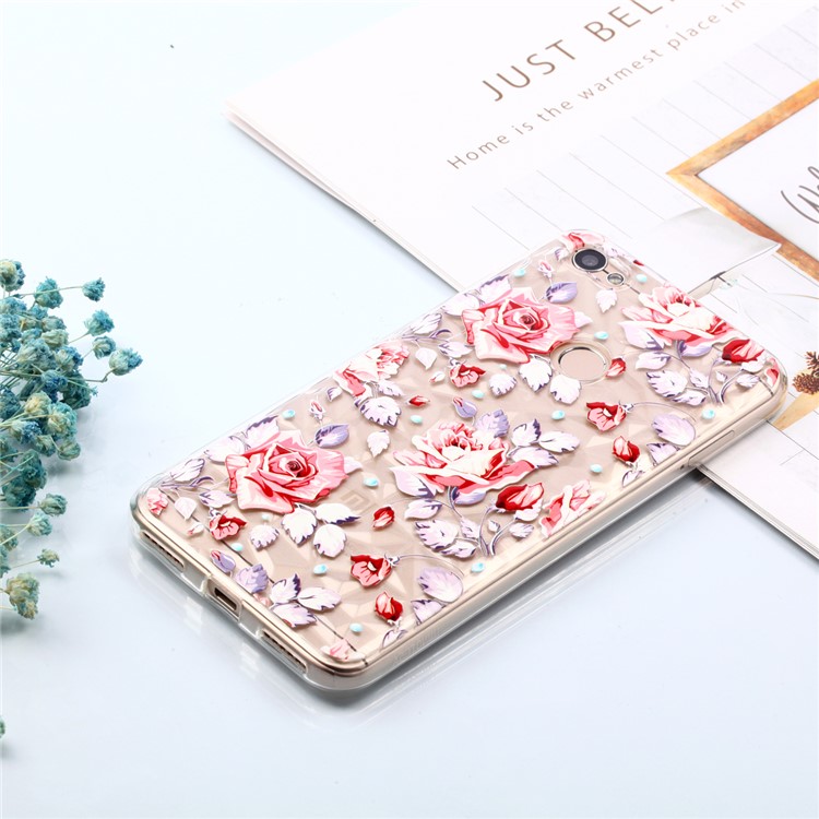 Pattern Printing Embossed 3D Diamond Surface TPU Cover Case for Xiaomi Redmi Note 5A Prime / Redmi Y1 - Vivid Flowers-7