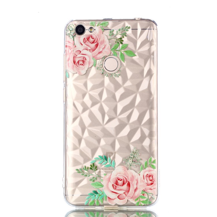 Pattern Printing Embossed 3D Diamond Surface TPU Cover Shell for Xiaomi Redmi Note 5A Prime / Redmi Y1 - Pink Flowers-2