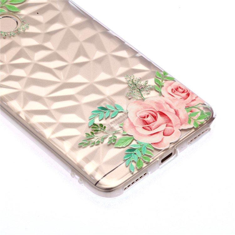 Pattern Printing Embossed 3D Diamond Surface TPU Cover Shell for Xiaomi Redmi Note 5A Prime / Redmi Y1 - Pink Flowers-4