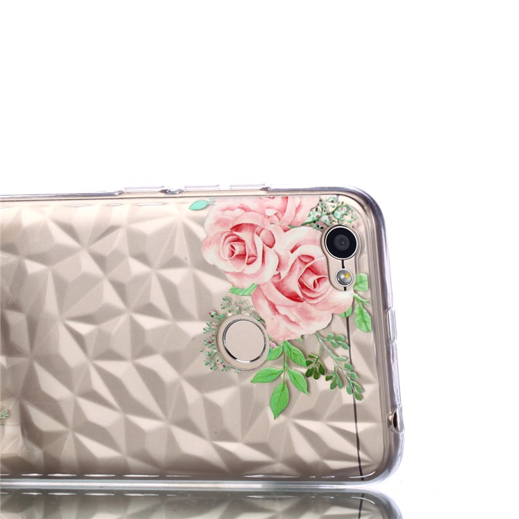 Pattern Printing Embossed 3D Diamond Surface TPU Cover Shell for Xiaomi Redmi Note 5A Prime / Redmi Y1 - Pink Flowers-5