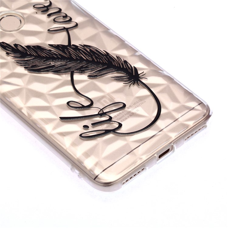 Pattern Printing Embossed 3D Diamond Surface TPU Protection Case for Xiaomi Redmi Note 5A Prime / Redmi Y1 - Feather Pattern-4