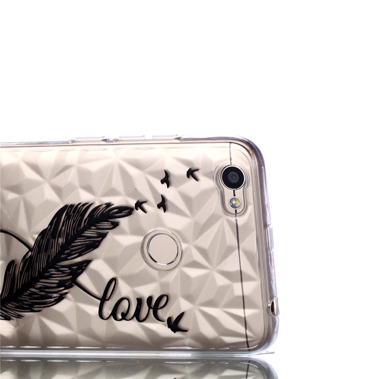 Pattern Printing Embossed 3D Diamond Surface TPU Protection Case for Xiaomi Redmi Note 5A Prime / Redmi Y1 - Feather Pattern-5