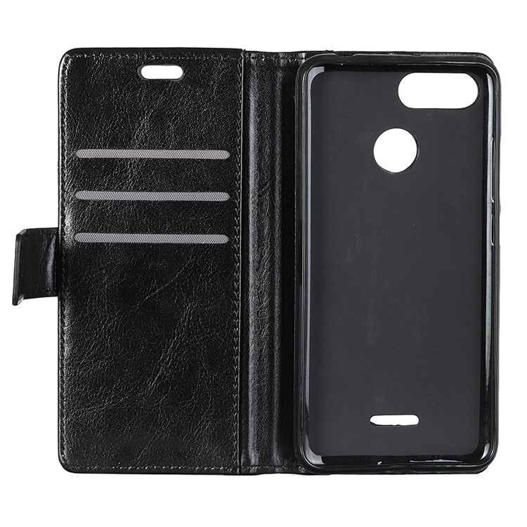 Rivet Decor Crazy Horse Texture Stand Wallet Leather Case for Xiaomi Redmi 6 (Dual Camera: 12MP+5MP) - Black-4