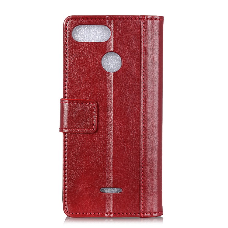 Rivet Decor Crazy Horse Texture Stand Wallet Leather Flip Protection Case for Xiaomi Redmi 6 (Dual Camera: 12MP+5MP) - Red-3