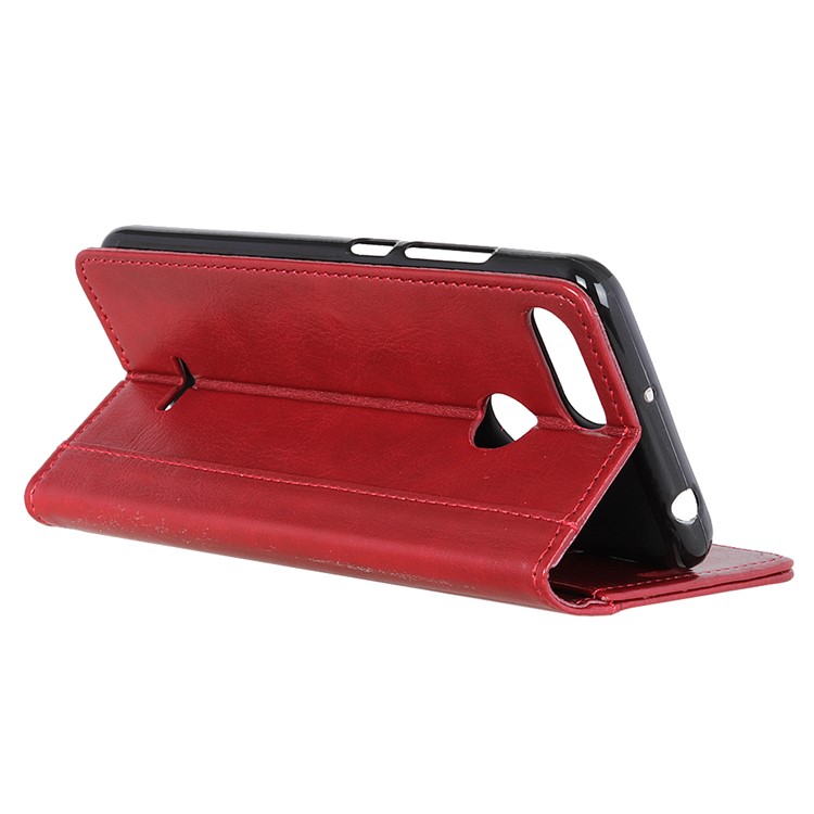 Rivet Decor Crazy Horse Texture Stand Wallet Leather Flip Protection Case for Xiaomi Redmi 6 (Dual Camera: 12MP+5MP) - Red-5