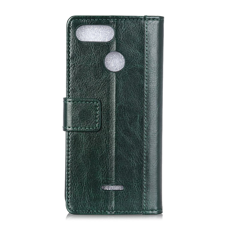 Rivet Decor Crazy Horse Texture Stand Wallet Leather Cover Shell for Xiaomi Redmi 6 (Dual Camera: 12MP+5MP) - Blackish Green-3