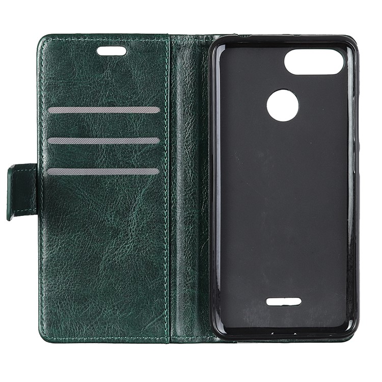 Rivet Decor Crazy Horse Texture Stand Wallet Leather Cover Shell for Xiaomi Redmi 6 (Dual Camera: 12MP+5MP) - Blackish Green-4