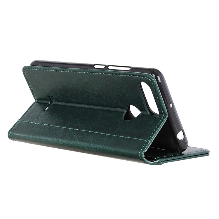 Rivet Decor Crazy Horse Texture Stand Wallet Leather Cover Shell for Xiaomi Redmi 6 (Dual Camera: 12MP+5MP) - Blackish Green-5