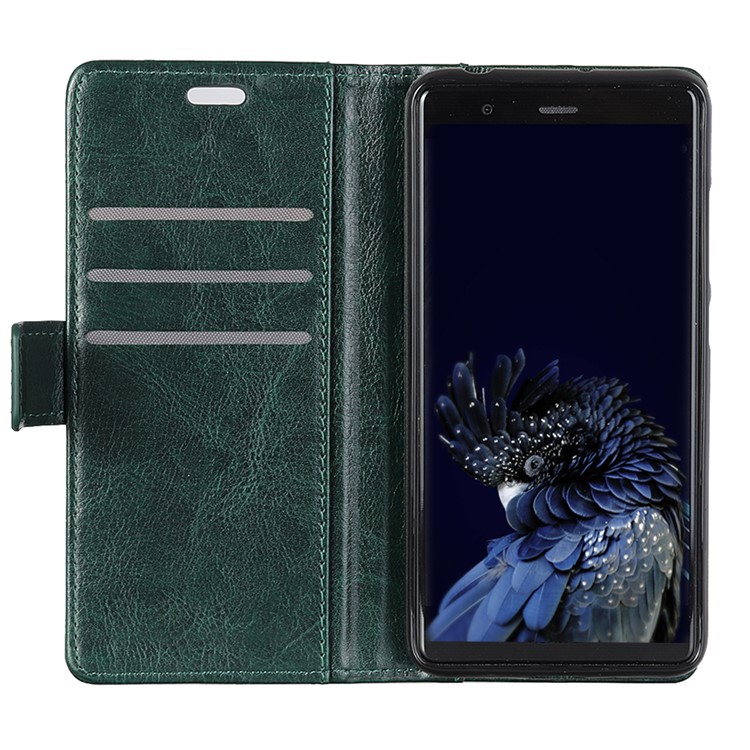Rivet Decor Crazy Horse Texture Stand Wallet Leather Cover Shell for Xiaomi Redmi 6 (Dual Camera: 12MP+5MP) - Blackish Green-8