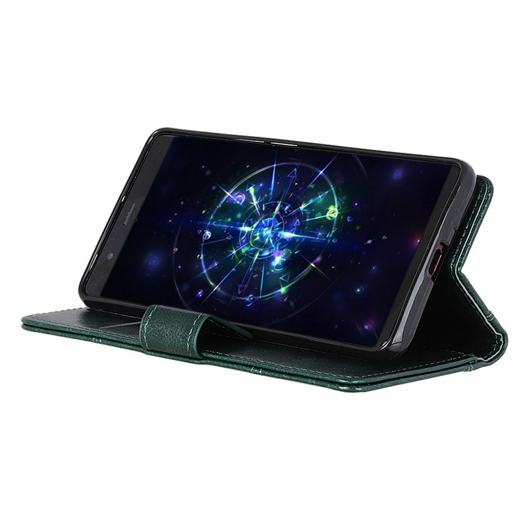 Rivet Decor Crazy Horse Texture Stand Wallet Leather Cover Shell for Xiaomi Redmi 6 (Dual Camera: 12MP+5MP) - Blackish Green-9