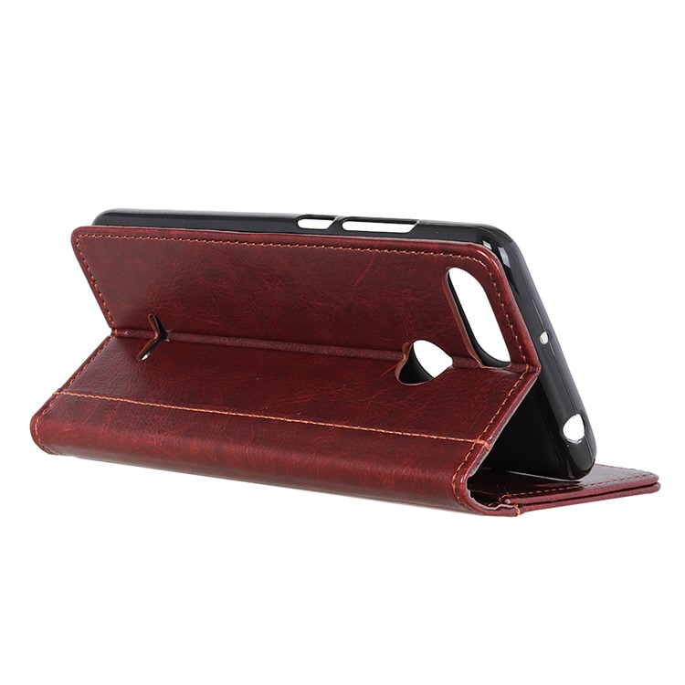 Rivet Decor Crazy Horse Texture Leather Stand Wallet Flip Case Accessory for Xiaomi Redmi 6 (Dual Camera: 12MP+5MP) - Brown-10