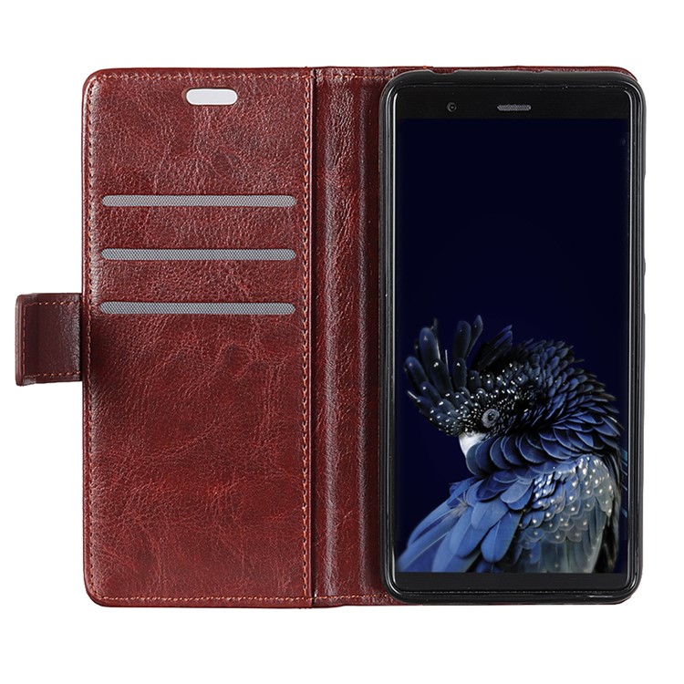 Rivet Decor Crazy Horse Texture Leather Stand Wallet Flip Case Accessory for Xiaomi Redmi 6 (Dual Camera: 12MP+5MP) - Brown-4