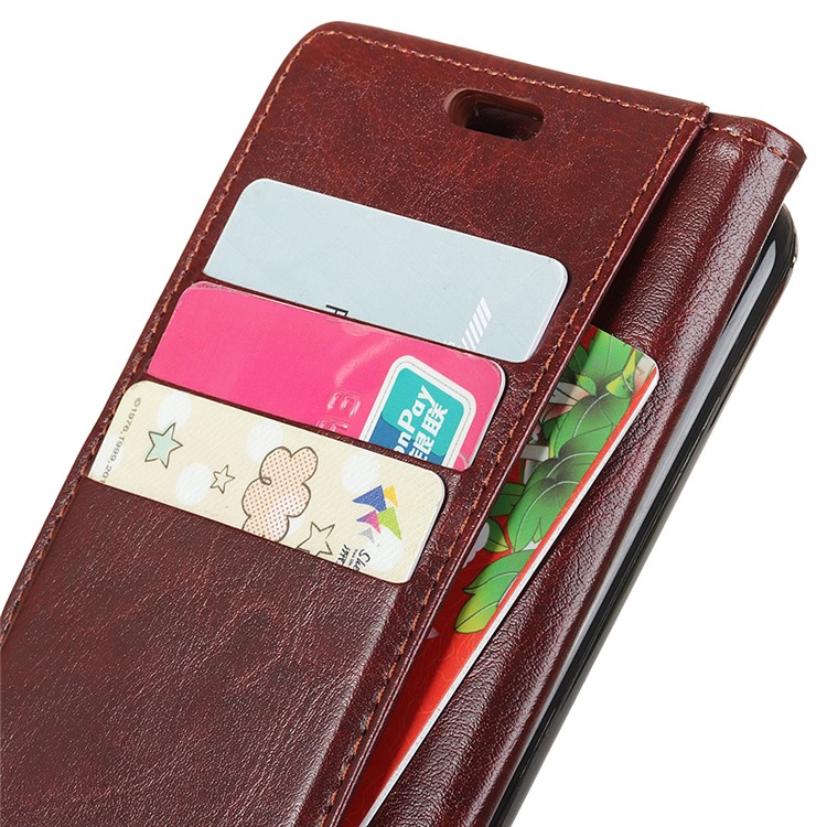 Rivet Decor Crazy Horse Texture Leather Stand Wallet Flip Case Accessory for Xiaomi Redmi 6 (Dual Camera: 12MP+5MP) - Brown-6