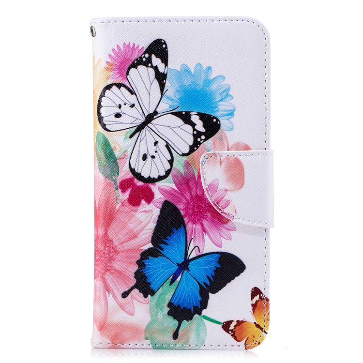 Pattern Printing Wallet Stand Leather Phone Cover for Xiaomi Mi A2 Lite / Redmi 6 Pro - Butterfly and Flower-2
