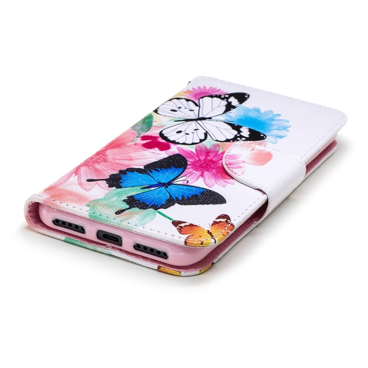 Pattern Printing Wallet Stand Leather Phone Cover for Xiaomi Mi A2 Lite / Redmi 6 Pro - Butterfly and Flower-6