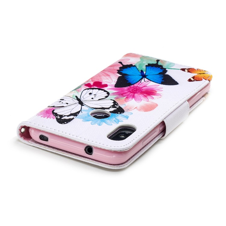 Pattern Printing Wallet Stand Leather Phone Cover for Xiaomi Mi A2 Lite / Redmi 6 Pro - Butterfly and Flower-7