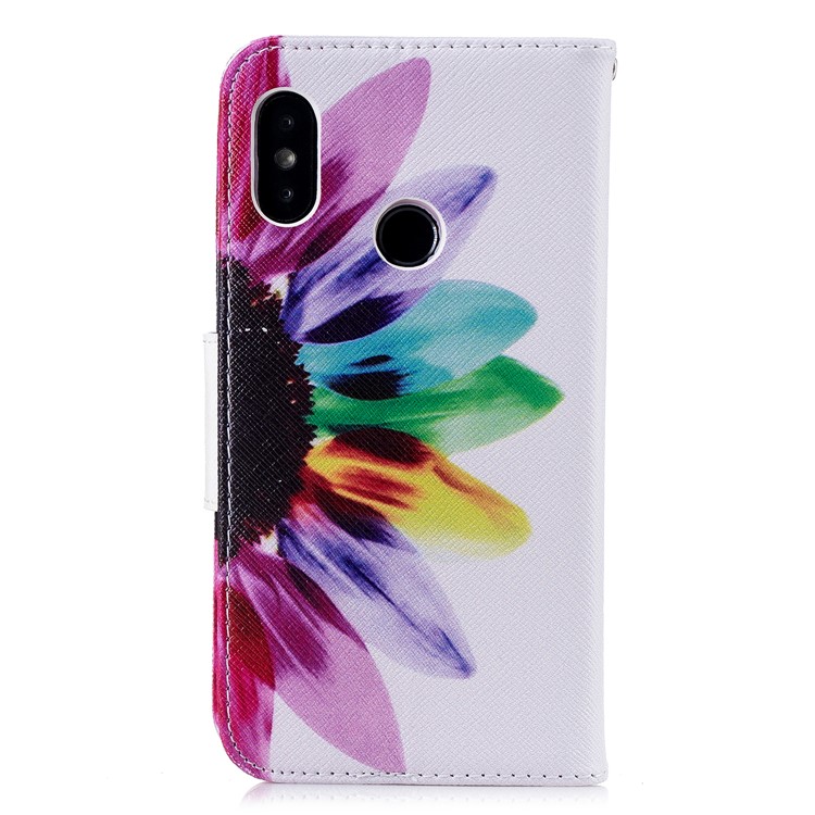 Pattern Printing Wallet Stand Leather Phone Case for Xiaomi Mi A2 Lite / Redmi 6 Pro - Half Flower-3