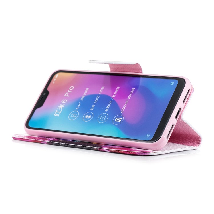 Pattern Printing Wallet Stand Leather Phone Case for Xiaomi Mi A2 Lite / Redmi 6 Pro - Half Flower-5