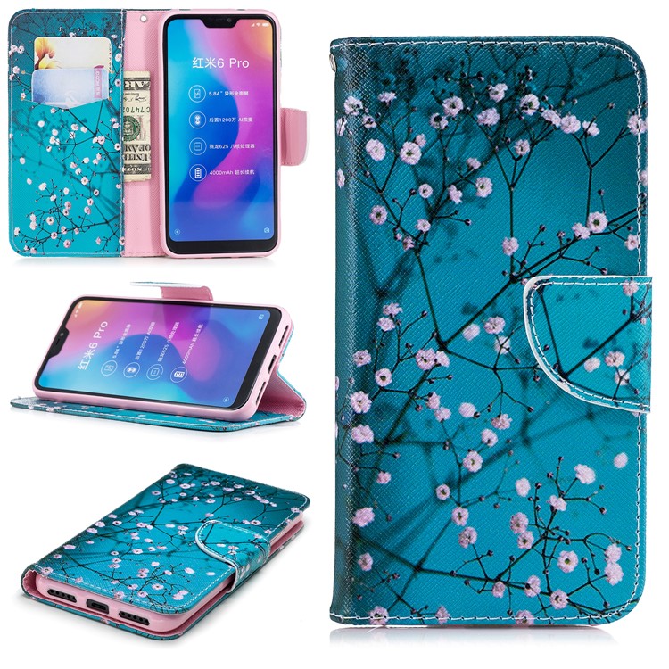 Pattern Printing Wallet Stand Leather Phone Shell for Xiaomi Mi A2 Lite / Redmi 6 Pro - Wintersweet-1