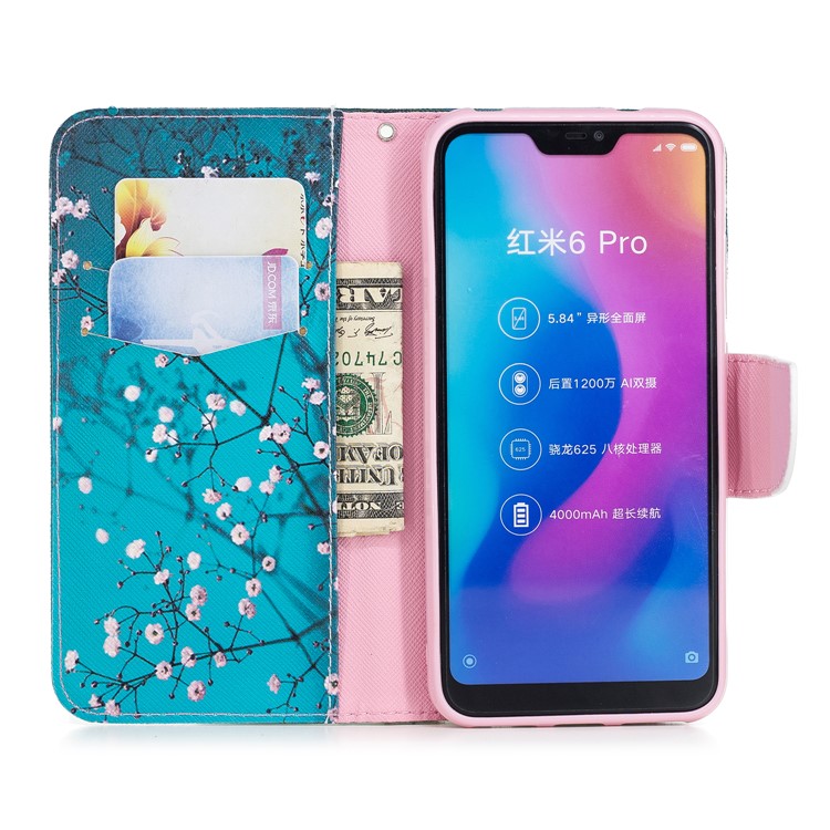 Pattern Printing Wallet Stand Leather Phone Shell for Xiaomi Mi A2 Lite / Redmi 6 Pro - Wintersweet-8