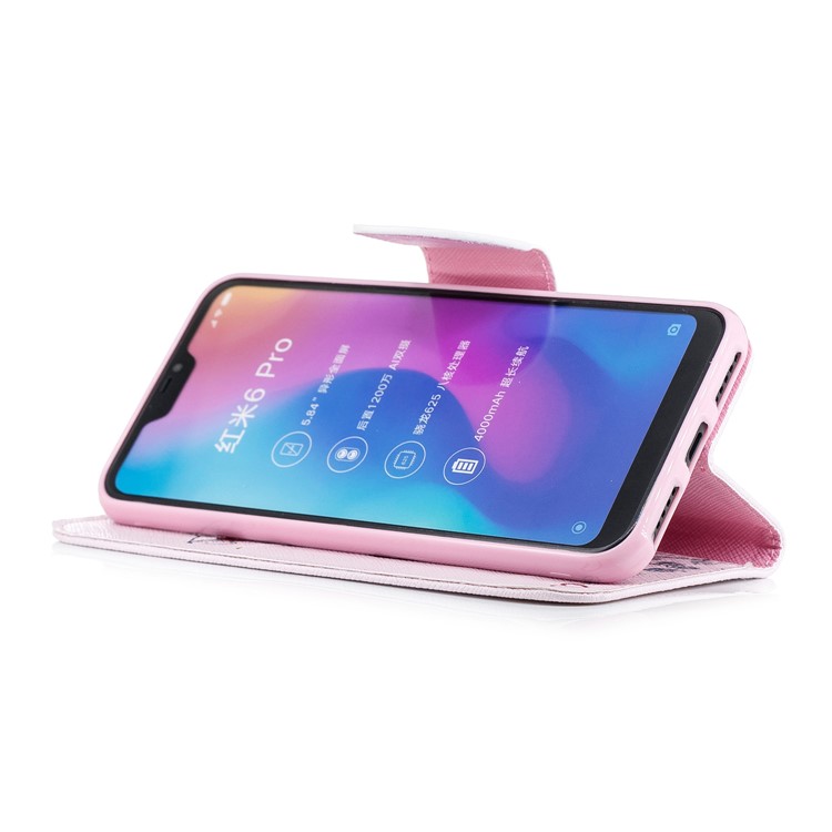 Pattern Printing Wallet Stand Leather Flip Cover for Xiaomi Mi A2 Lite / Redmi 6 Pro - Giraffe Wearing Glasses-5