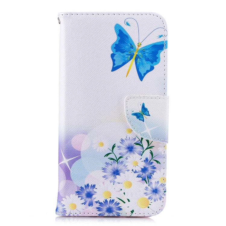 Pattern Printing Wallet Stand Leather Flip Casing for Xiaomi Mi A2 Lite / Redmi 6 Pro - Blue Butterfly-2