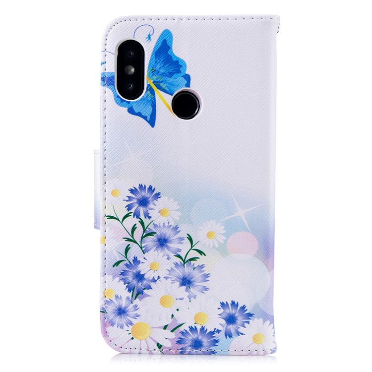 Pattern Printing Wallet Stand Leather Flip Casing for Xiaomi Mi A2 Lite / Redmi 6 Pro - Blue Butterfly-3