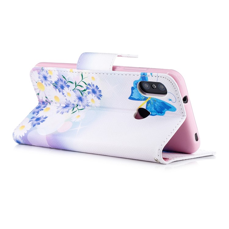 Pattern Printing Wallet Stand Leather Flip Casing for Xiaomi Mi A2 Lite / Redmi 6 Pro - Blue Butterfly-4