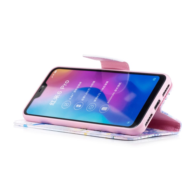 Pattern Printing Wallet Stand Leather Flip Casing for Xiaomi Mi A2 Lite / Redmi 6 Pro - Blue Butterfly-5
