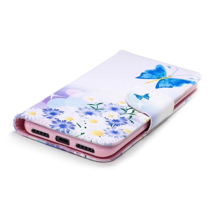 Pattern Printing Wallet Stand Leather Flip Casing for Xiaomi Mi A2 Lite / Redmi 6 Pro - Blue Butterfly-6