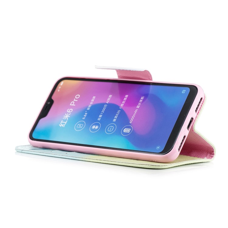 Pattern Printing Wallet Stand Leather Protective Shell for Xiaomi Mi A2 Lite / Redmi 6 Pro - Feather and Birds-5