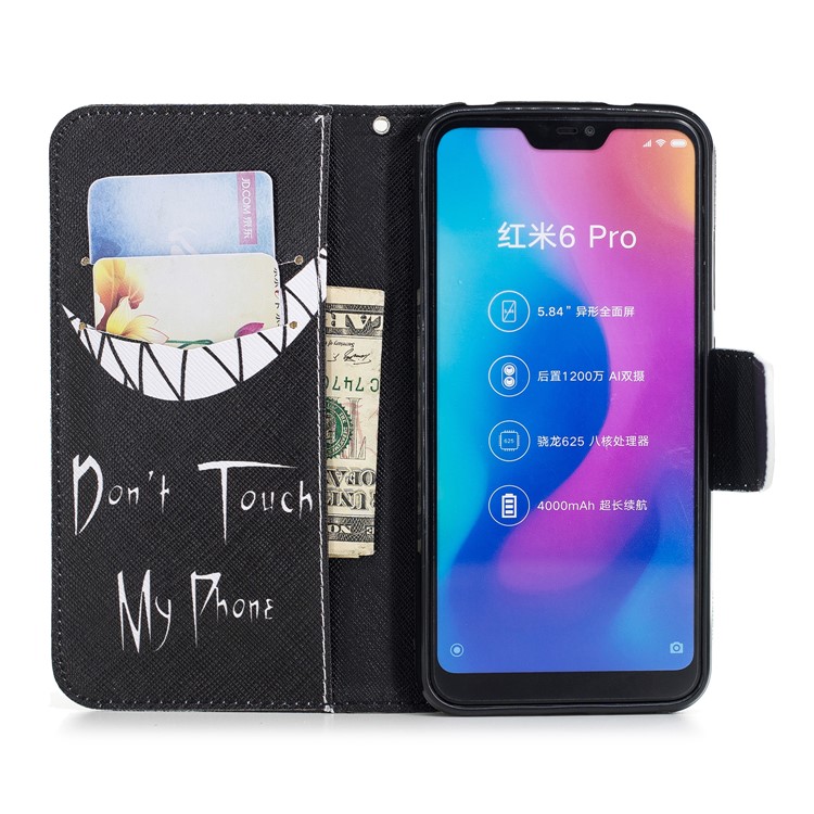 Pattern Printing Wallet Stand Leather Mobile Phone Shell for Xiaomi Mi A2 Lite / Redmi 6 Pro - Angry Face-8
