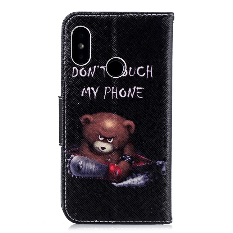 Pattern Printing Wallet Stand Leather Case Cover for Xiaomi Mi A2 Lite / Redmi 6 Pro - Bear with Saw-3