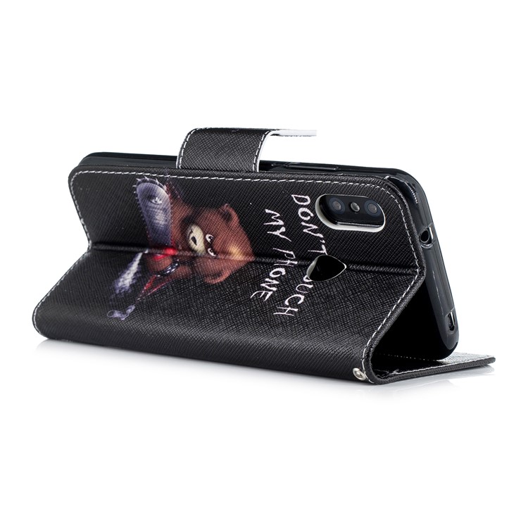 Pattern Printing Wallet Stand Leather Case Cover for Xiaomi Mi A2 Lite / Redmi 6 Pro - Bear with Saw-4