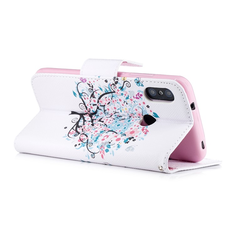 Pattern Printing Wallet Stand Leather Phone Accessory Cover for Xiaomi Mi A2 Lite / Redmi 6 Pro - Tree with Flower-4