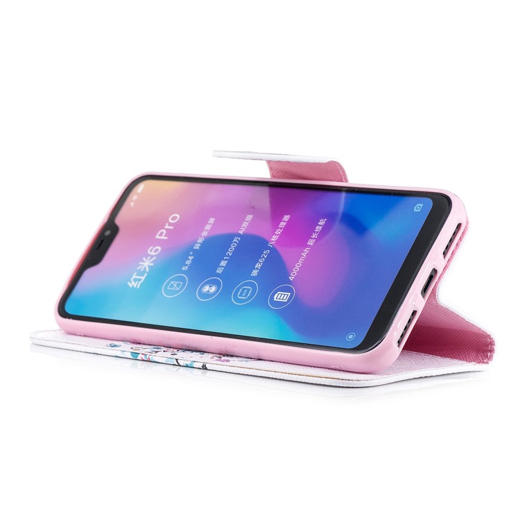 Pattern Printing Wallet Stand Leather Phone Accessory Cover for Xiaomi Mi A2 Lite / Redmi 6 Pro - Tree with Flower-5