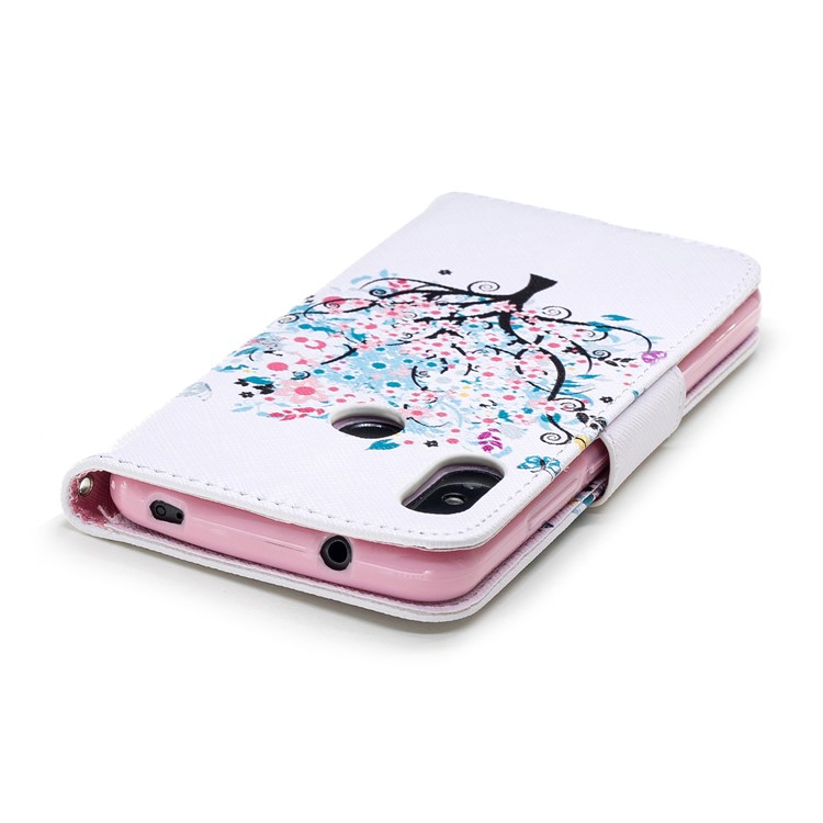 Pattern Printing Wallet Stand Leather Phone Accessory Cover for Xiaomi Mi A2 Lite / Redmi 6 Pro - Tree with Flower-7