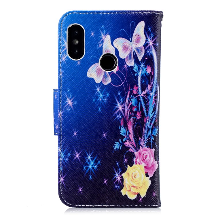 Pattern Printing Leather Wallet Stand Case Cover for Xiaomi Mi A2 Lite / Redmi 6 Pro - Crystal Butterfly-3