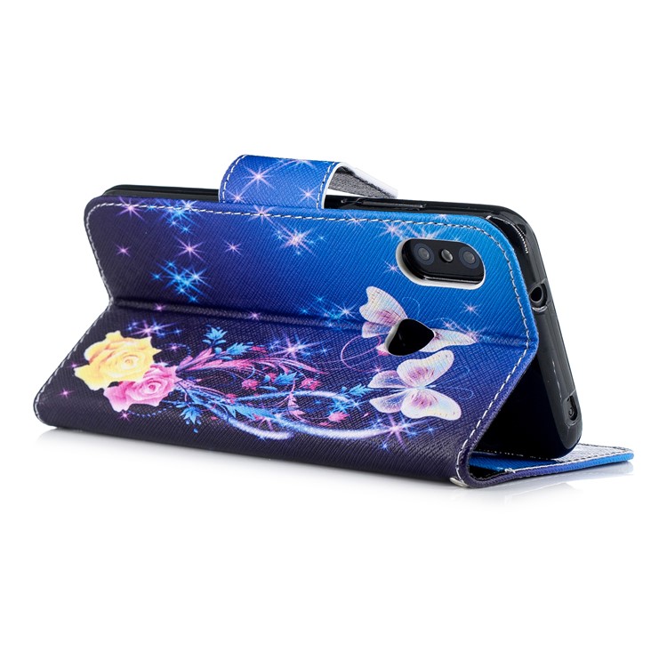 Pattern Printing Leather Wallet Stand Case Cover for Xiaomi Mi A2 Lite / Redmi 6 Pro - Crystal Butterfly-4