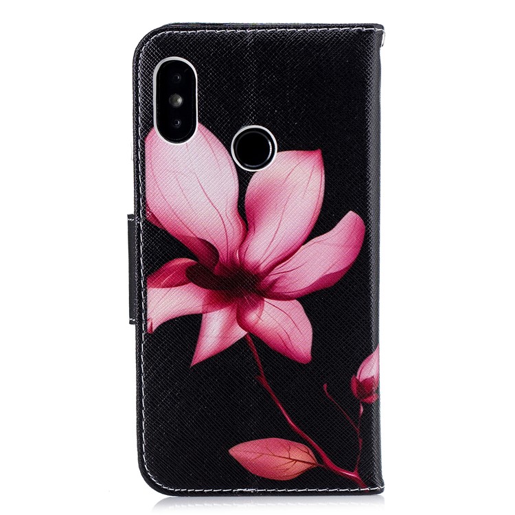 Pattern Printing Leather Wallet Stand Phone Case for Xiaomi Mi A2 Lite / Redmi 6 Pro - Pink Flower-3