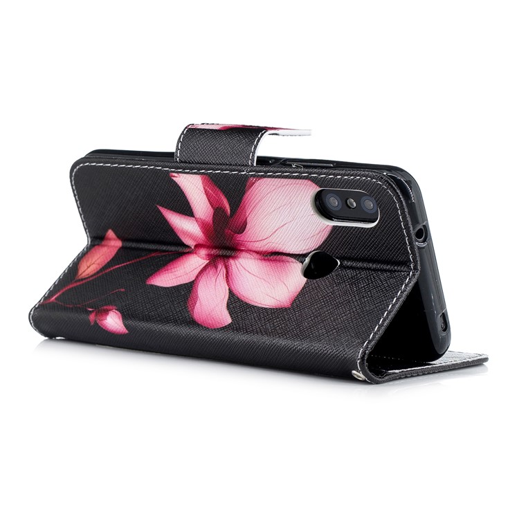 Pattern Printing Leather Wallet Stand Phone Case for Xiaomi Mi A2 Lite / Redmi 6 Pro - Pink Flower-4