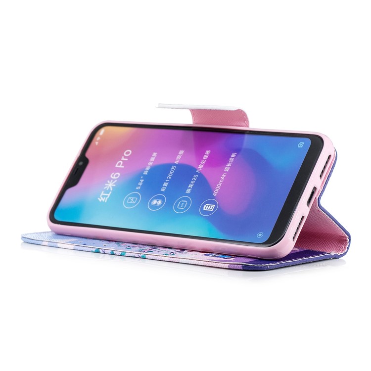 Patterned Wallet Stand Leather Mobile Case for Xiaomi Mi A2 Lite / Redmi 6 Pro - Owls on Swing-5