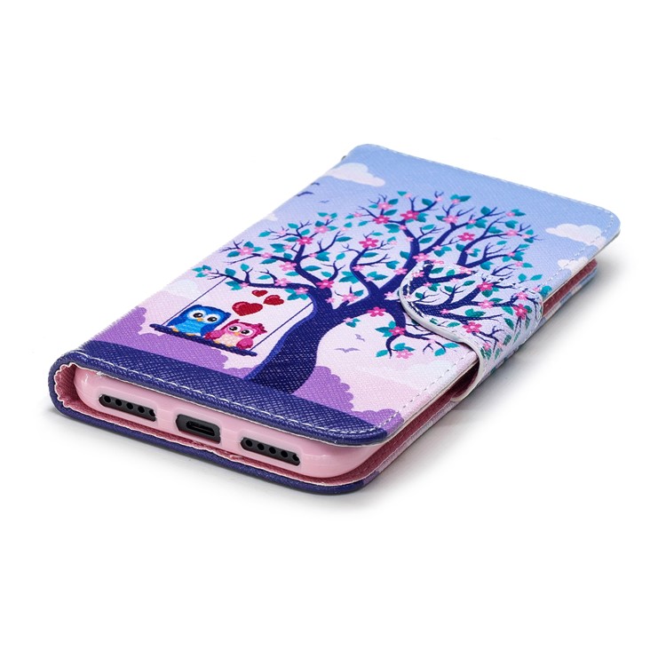 Patterned Wallet Stand Leather Mobile Case for Xiaomi Mi A2 Lite / Redmi 6 Pro - Owls on Swing-6